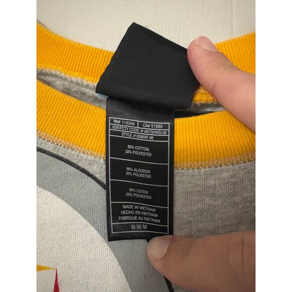 Reebok NFL Team Apparel Size Medium Long Spellout Sleeve Steelers Crewneck - Picture 4 of 8